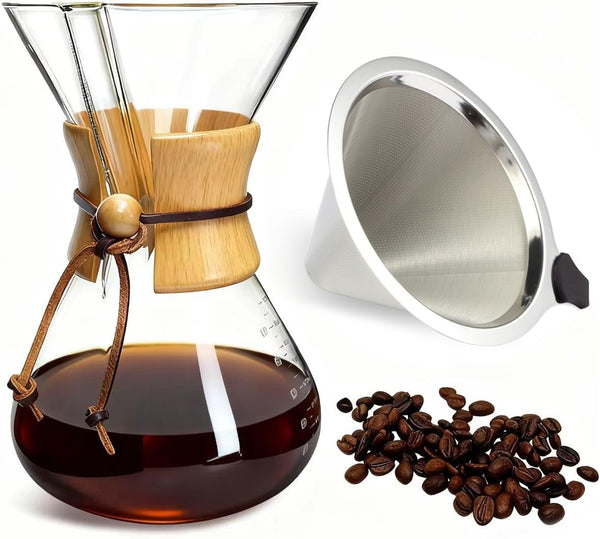 Pour Over Coffee Maker with Filter Subjectthree 34oz Glass Coffee Carafe Dripper