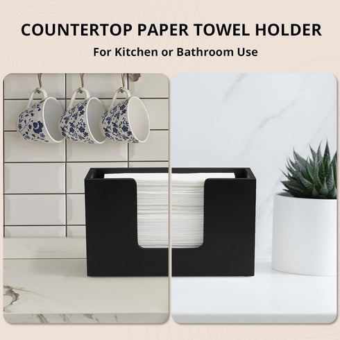 CMLKLZD 2 Pack Countertop, Commercial Paper Towel Dispenser Wooden Folded Paper Hand Towel Holder for Guest Bathroom