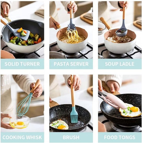 Infinite Kitchen Utensils Set, Silicone Cooking Utensils for Nonstick Cookware, Heat Resistant 392°F, Dishwasher Safe