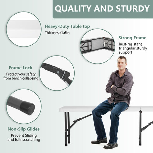 PayLessHere 6 (1) Portable FT Plastic Folding Bench for Outdoor Use, Complete with Carrying Handle for Picnics Camping