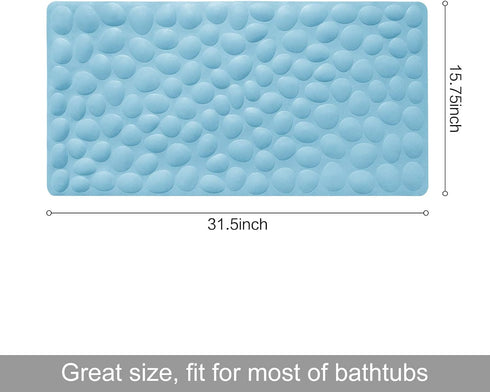 OTHWAY Non-Slip Bathtub Mat - Soft Rubber Bathroom Bathmat with Strong Suction Cups (Lake Blue, 16x31.5 inch)