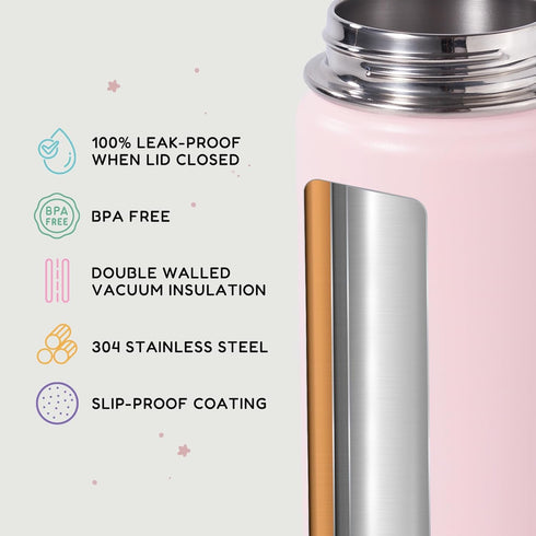 12oz Fijinhom Kids Water Bottle for School, Toddler Bottles with Straws, Stainless Steel Vacuum Insulated Water Bottle