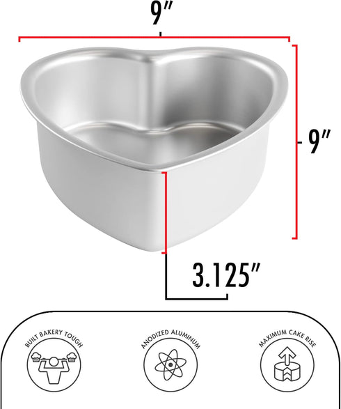 Fat Daddio's PHT-L83 Anodized Aluminum Heart Cake Pan - 8 x 3 Inch, Removable Bottom