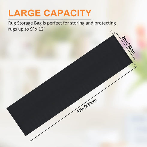 Jumbo Rug Storage Bag for Rugs up to 6 x 9 Ft, Protection for Rolled Rug 20 x 92 Inch, Large Nylon Drawstring Rug Storage Bag(92 x 20 Inch) by CHENGU