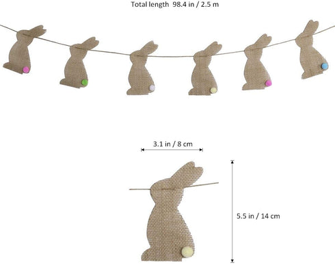 BinaryABC Easter Bunny Rabbit Burlap Banner - Easter Decorations