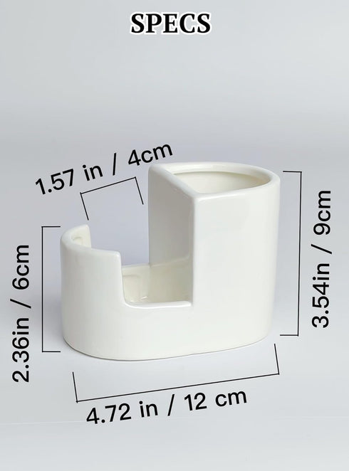 2-in-1 Countertop Countertops Ceramic Sponge Holder for Kitchen Sink, Sponge & Brush Organizer, Compact Sink Caddy