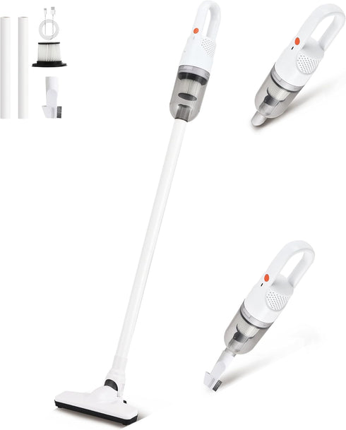 Cordless Vacuum Cleaner, 2-in-1 Lightweight Stick Vacuum with 100W Powerful Motor, Portable Handheld for Hard Floor &