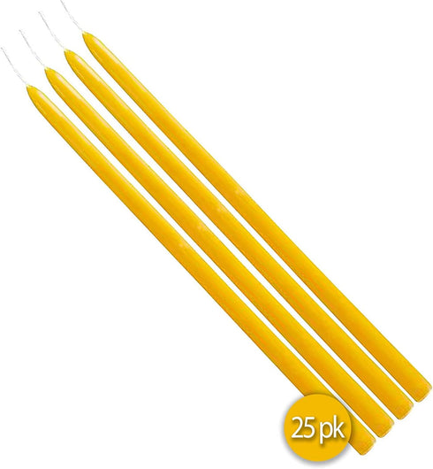 Hyoola 25 Pack Thin Beeswax Taper Candles - Handmade, 100% Pure Scented Bee Wax Candle - 6” Tall, Golden Yellow