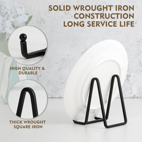 Plate Holder Easel Display Stand - 4.5 inch Metal Plate Stands for Display, Black Iron Easels for Pictures, Photo