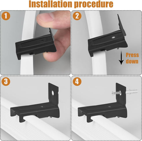 Curtain Track Brackets, Curtain Track Wall Mounting Hardware Black Curtain Track Accessories(10 Pack)