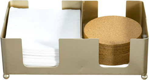 Countertop 5'' MyGift Disposable Napkin and Drink Coaster Holder, Modern Brass Tone Metal Bar or Coffee Table Guest