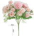 OHYGGE Tribe Glare Artificial Flower Silk Peony Bouquets, Set of 2 Hygrangea Carnations for Table Wedding Home