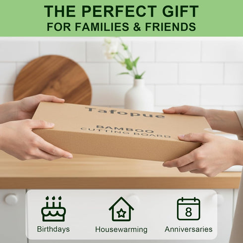 17x12x1 Inch Bamboo Cutting Board for Kitchen, Thickened Chopping Board with Juice Groove & Handles, Large Double Sided
