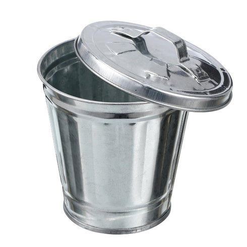 Mini Desktop Trash Can with Lid, Tiny Metal Garbage Can for Home Office Countertop