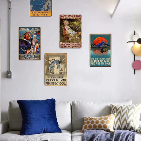 Riding Horse Metal Tin Sign, Into The Barn Lose My Mind and Find My Soul, Retro Wall Decoration 8x12 Inch
