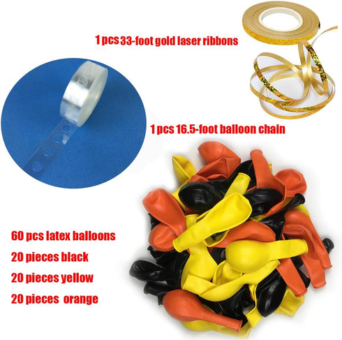 Latex Balloons 60 Pack 12 inches in Black, Yellow, Orange for Birthday, Wedding, Baby Shower, Party Decoration