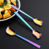 6.4-inch, Set 6 GoGeiLi Yogurt Spoon, Stainless Steel Gelato/Ice Cream Spoon, Rainbow Fruit Dessert Spoon
