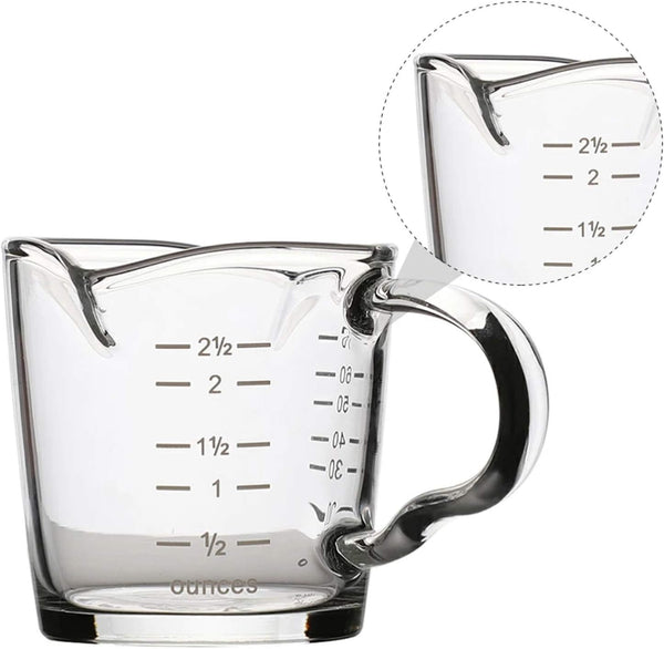 70ml Mini Glass Measuring Cup with Handle - 2 oz Shot Glass for Bar Party Wine Cocktail Drink Shaker