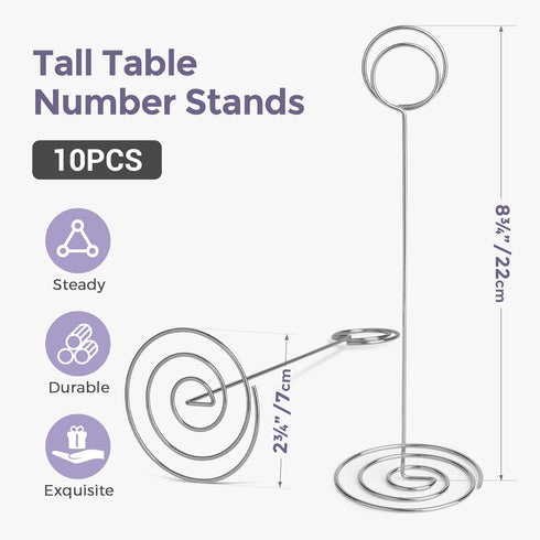 Table Number Holders 10Pcs - 8.75 inch Place Card Holder Stands for Wedding Party Graduation Reception Decorations