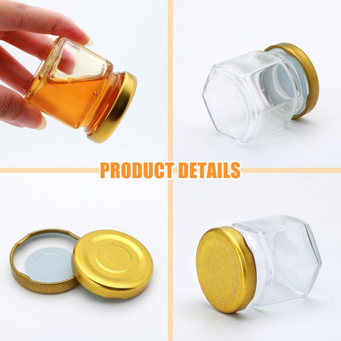 XING-RUIYANG 60 pack 1.5 oz Mini Honey Jarsbaby shower favors,There's honey sticks, bee pendants, stickers and gold