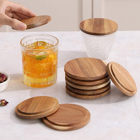 4pcs Wooden Cup Lid Cover for Coffee Mug, Reusable Mug Lid for Keeping Warm