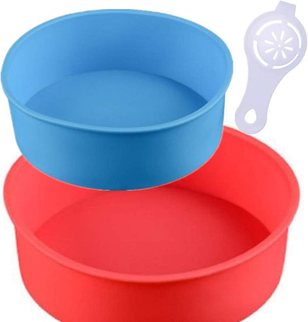 Round Silicone Cake Mold Baking Pan - 6 Inch and 8 Inch Set of 2, BPA Free Kitchen Baking Tool