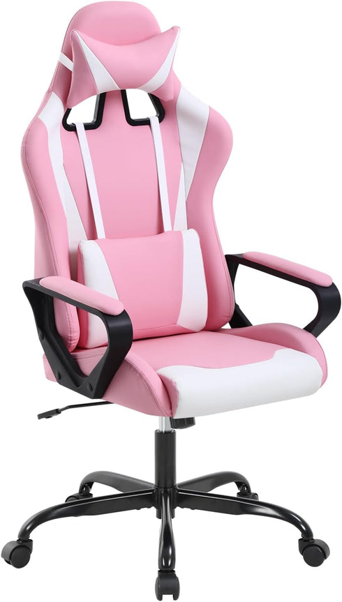 Pink Gaming Chair, Ergonomic High Back Video Game Chairs Racing Style with Lumbar Support, Headrest & Arms Gaming Chair