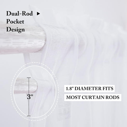 MIULEE White Sheer Curtains - 24 Inch Length Linen Textured Kitchen Window Curtains Over Sink, 2 Panels for Light
