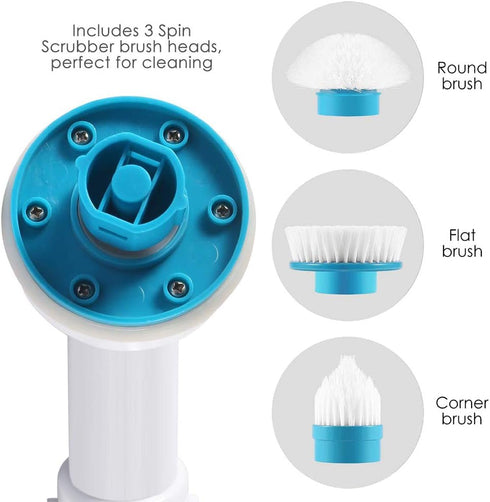 SUSIFT Set 3Flat,Dome,Corner Replacement Brush Heads for Hurricane Spin Scrubber with Multi-Function of and Adapter