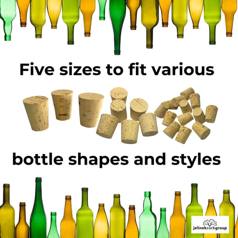 Jelinek Cork Assorted Size Tapered Stoppers, 45 Pcs