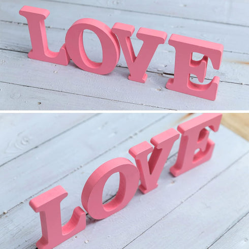 Wooden Love Sign Table Top Decorative Letter for Wedding Party Home Decor Pink