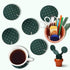 Cactus Coasters Set of 6 DIY Funny Drink Coasters with Flowerpot Holder, Novelty Gifts for Home Bar Decor (Green)