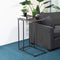 RAAMZO Vintage Dark Brown Finish Top Metal Frame C-Table Snack Laptop Side End