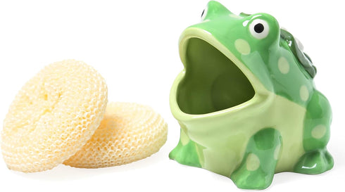 Ceramic Kitchen Scrubby Sponge Holder , Art Frog Collection, Adorable Home & Kitchen Decor