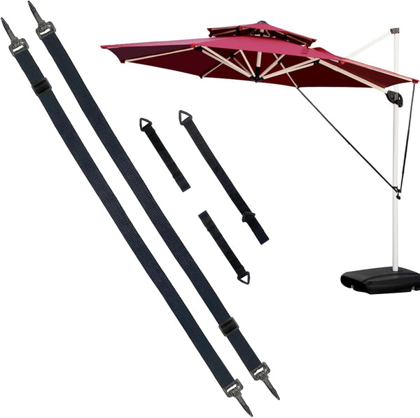 Wind Stabilizer Straps for Large Outdoor Umbrella, Adjustable and Reusable Cantilever Parasol Straps