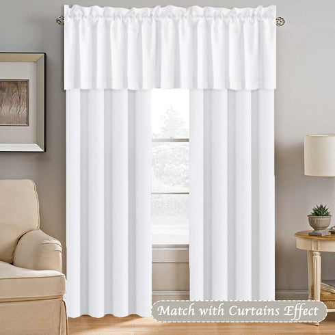 H.VERSAILTEX 2 Panels White Valance for Windows | Natural Blackout Curtains for Small Windows, 52" W x 18" L