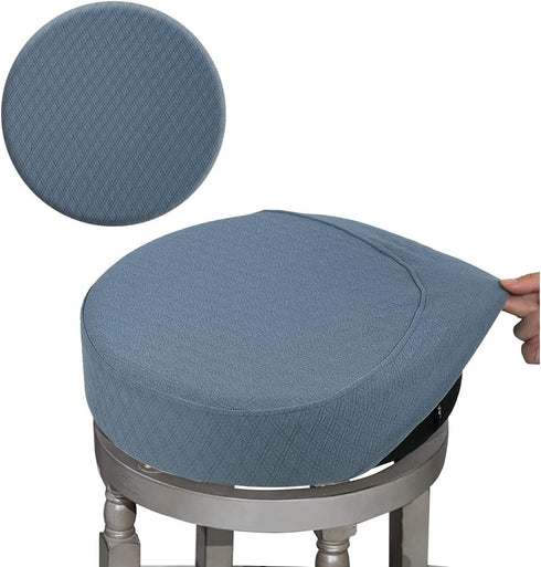 BUYUE Bar Stool Covers, Luxury Fabric Dia.16-18" Round Crease-Resistant Stretchy Washable Jacquard