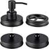 Mason Jar Bathroom Accessories Lids Set (4pcs) - Soap Dispenser, Toothbrush Holder, Apothecary Jars Lids - Black
