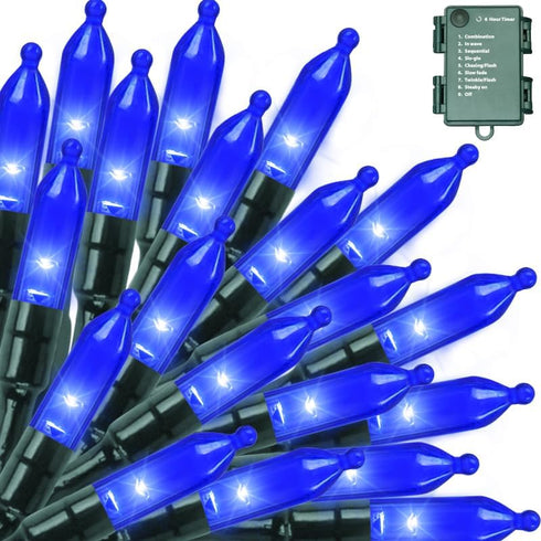 LAMPHOME 50 LED Blue Christmas Lights Outdoor, 16 FT Mini String Light