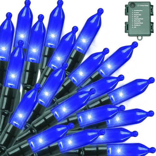 LAMPHOME 50 LED Blue Christmas Lights Outdoor, 16 FT Mini String Light