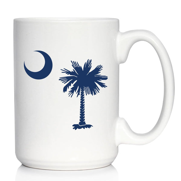 South Carolina Flag Coffee Mug - Large 15oz White Ceramic Mug - State Themed Drinking Decor and Gifts