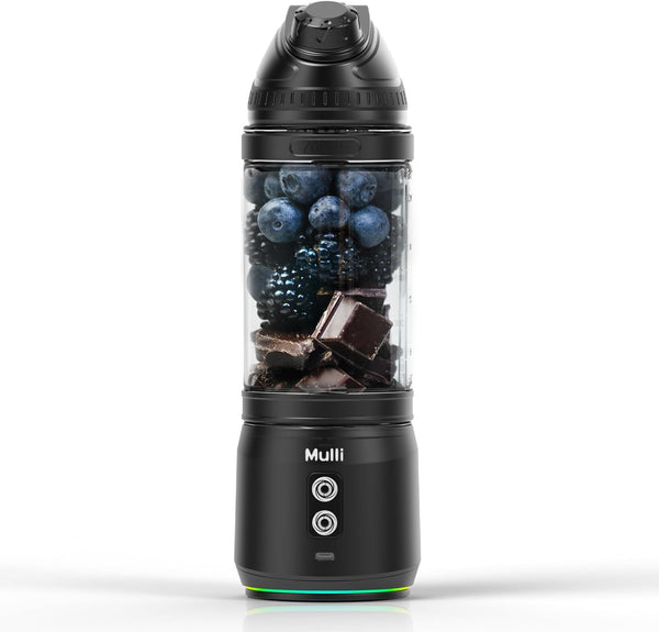 Mulli Portable Blender - 24oz Travel Blender for Shakes and Smoothies, USB Rechargeable