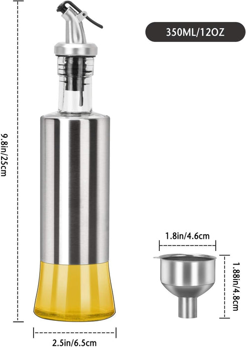 Set 2Pack, 12 Oz (2PCS onlyfire Olive Oil and Vinegar Dispenser - Stainless Steel Oil Bottles Dispenser for Kitchen