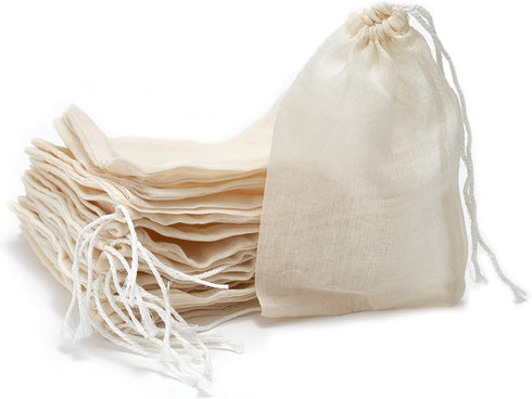 LOOKSGO 25 Pcs 4x6 Inch Muslin Bag Sachet Bags for Party Wedding Home Supplies, Cotton Drawstring Bags
