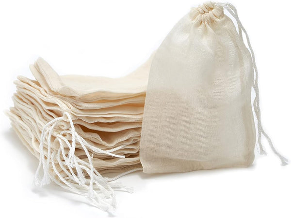 LOOKSGO 25 Pcs 4x6 Inch Muslin Bag Sachet Bags for Party Wedding Home Supplies, Cotton Drawstring Bags