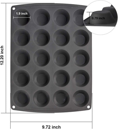Webake Mini Muffin Cupcake Tin Pan, Silicone Non-stick Baking Mold for Mini Pie, Quiche, Pack of 2
