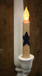 Set of 2 Primitive LED Taper Candles with Black Star, Battery Operated, Wax-Dipped