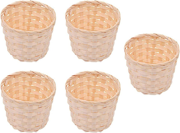 HANABASS 5 Pcs Desktop Weaving Storage Basket, Small Wood Woven Box for Crafts, Toys, Jewelry Organizer