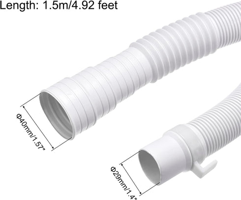PATIKIL Washing Machine Drain Hose, Universal Drain Hose Extension Kit 4.92ft White for Washing Machine with Clamp and U-Bend Hose Holder
