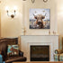 Enartly 14"x14" Highland Cow Bathroom Wall Art, Rustic Farmhouse Animal Canvas Print, Nature Flower Landscape Decor